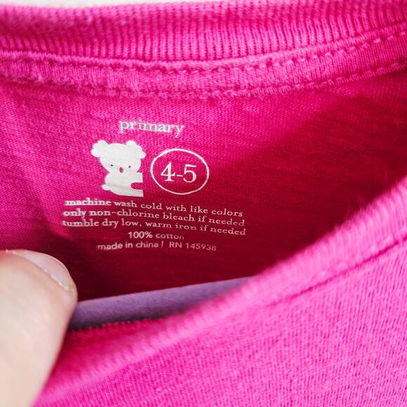 Primary Girls Size 4-5 Long Sleeve Tunic Top Solid Got Pink 100% Cotton Basic - Picture 4 of 5